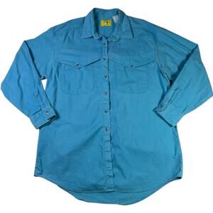 Duck Head Blue Button Up Shirt Mens Large Western Workwear Cotton Long Sleeve L
